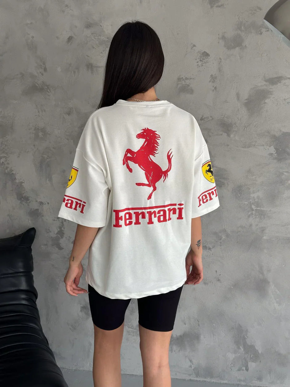 White Ferrari Scuderia Unisex T-Shirt – Premium Motorsport Classic Tee
